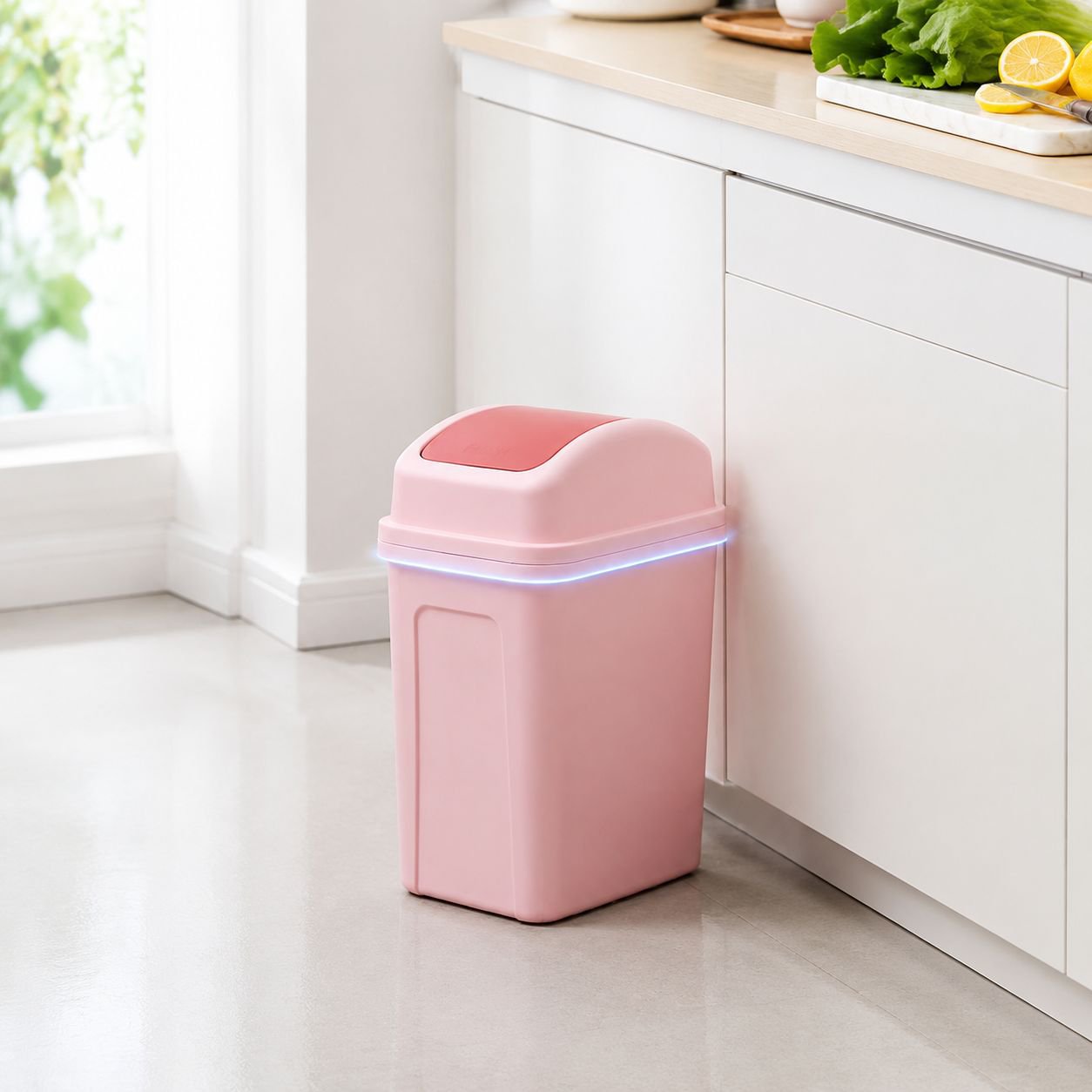 Living Room Kitchen Trash Can Stable Portable Handle Swing Lid Design