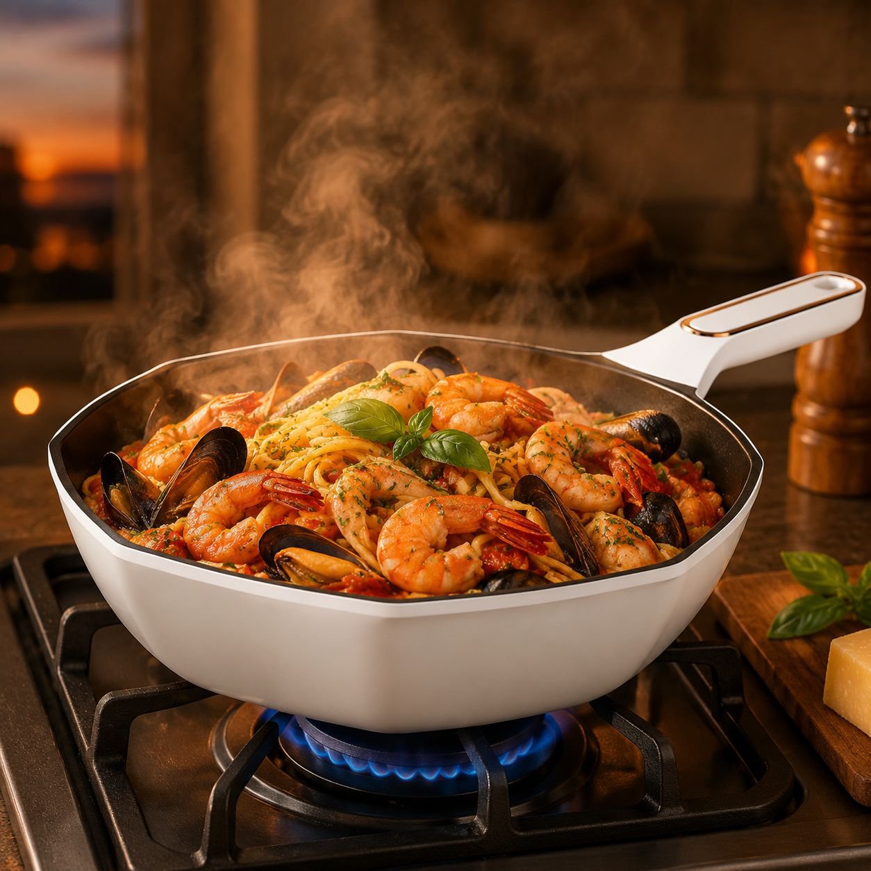 Easy-to-clean household frying pan after cooking