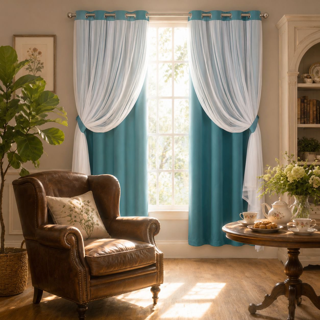Sophisticated curtain design with lace accent