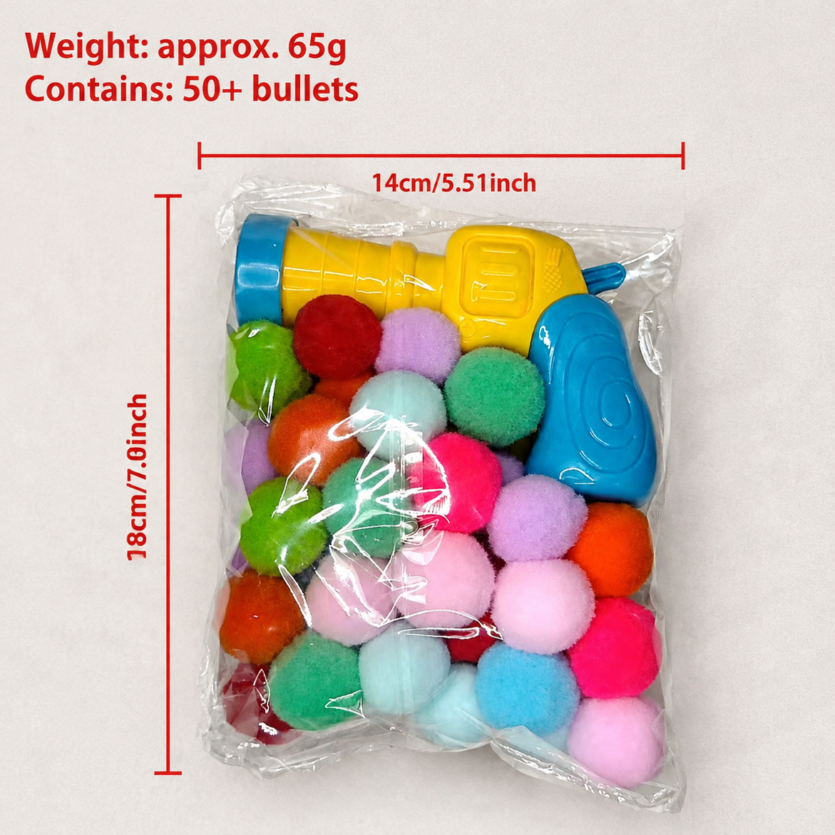 Cat self-entertainment interactive toy launcher, silent polyester high-elasticity pom-pom cat teaser