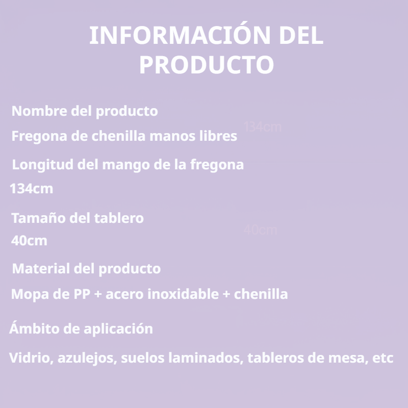 Mopa de chenilla de 45 cm con depósito para líquido