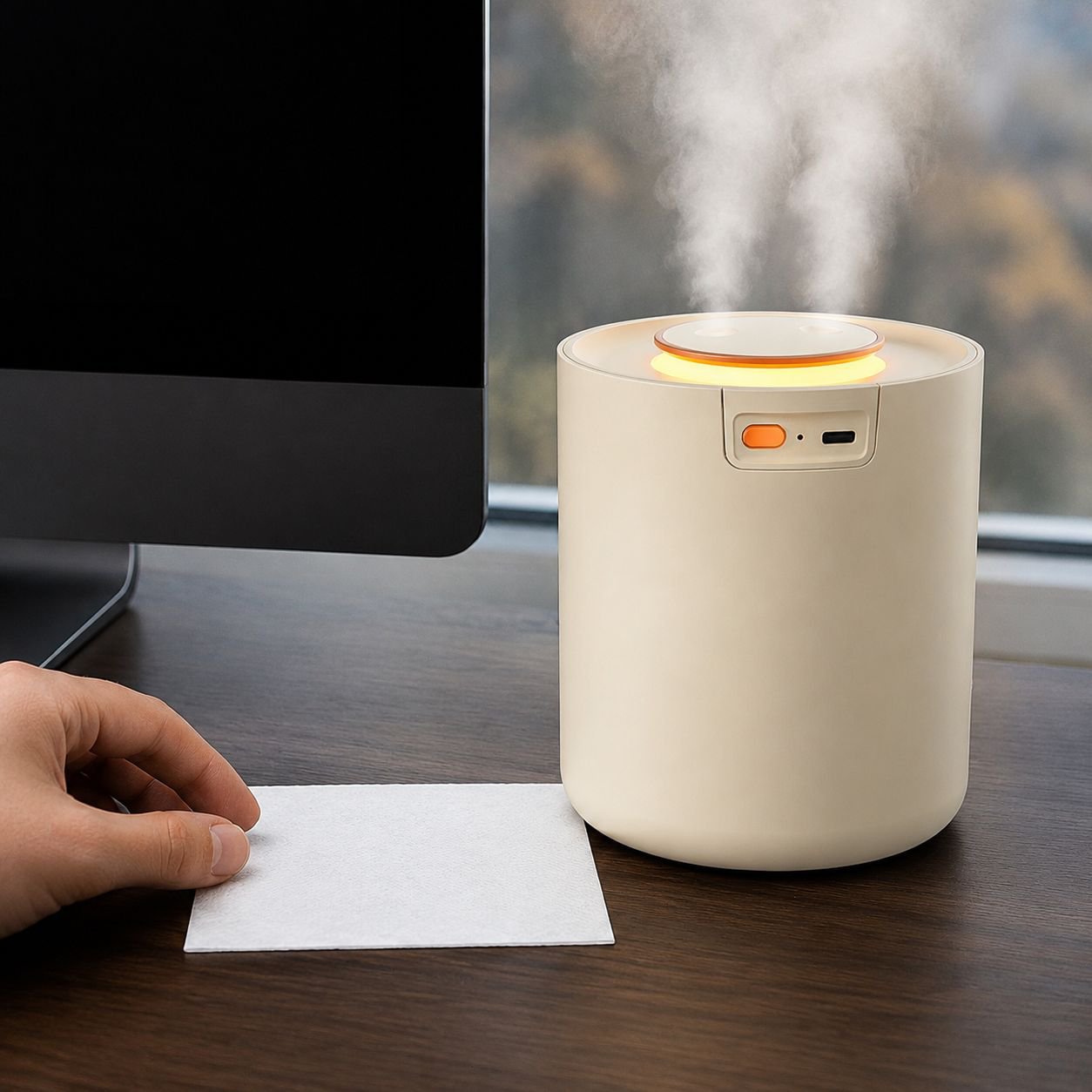Cute mini double head home office spray humidifier