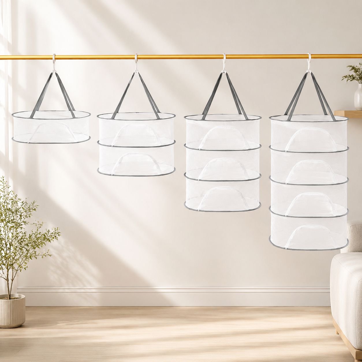 Windproof net basket keeping clothes safe while drying