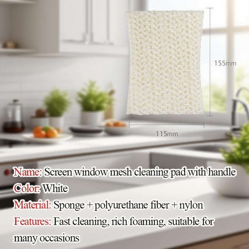 Screen window mesh cleaning pad with handle