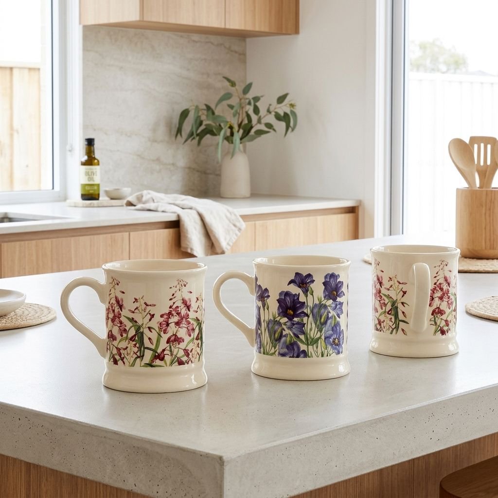 クラシックな陶器製フラワーウォーターカップ