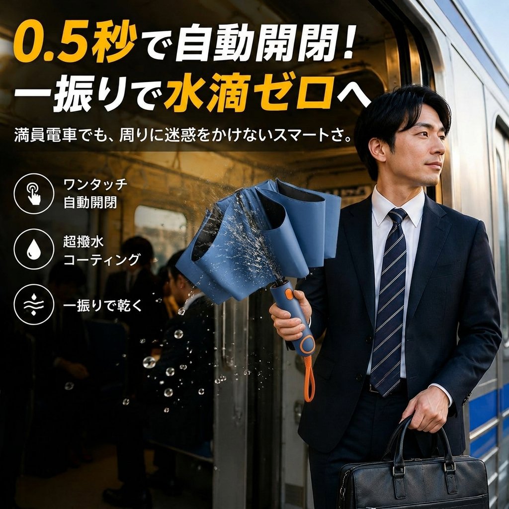 72本骨強化大型晴雨兼用自動折りたたみ傘（男女兼用・カスタム遮陽・耐風）