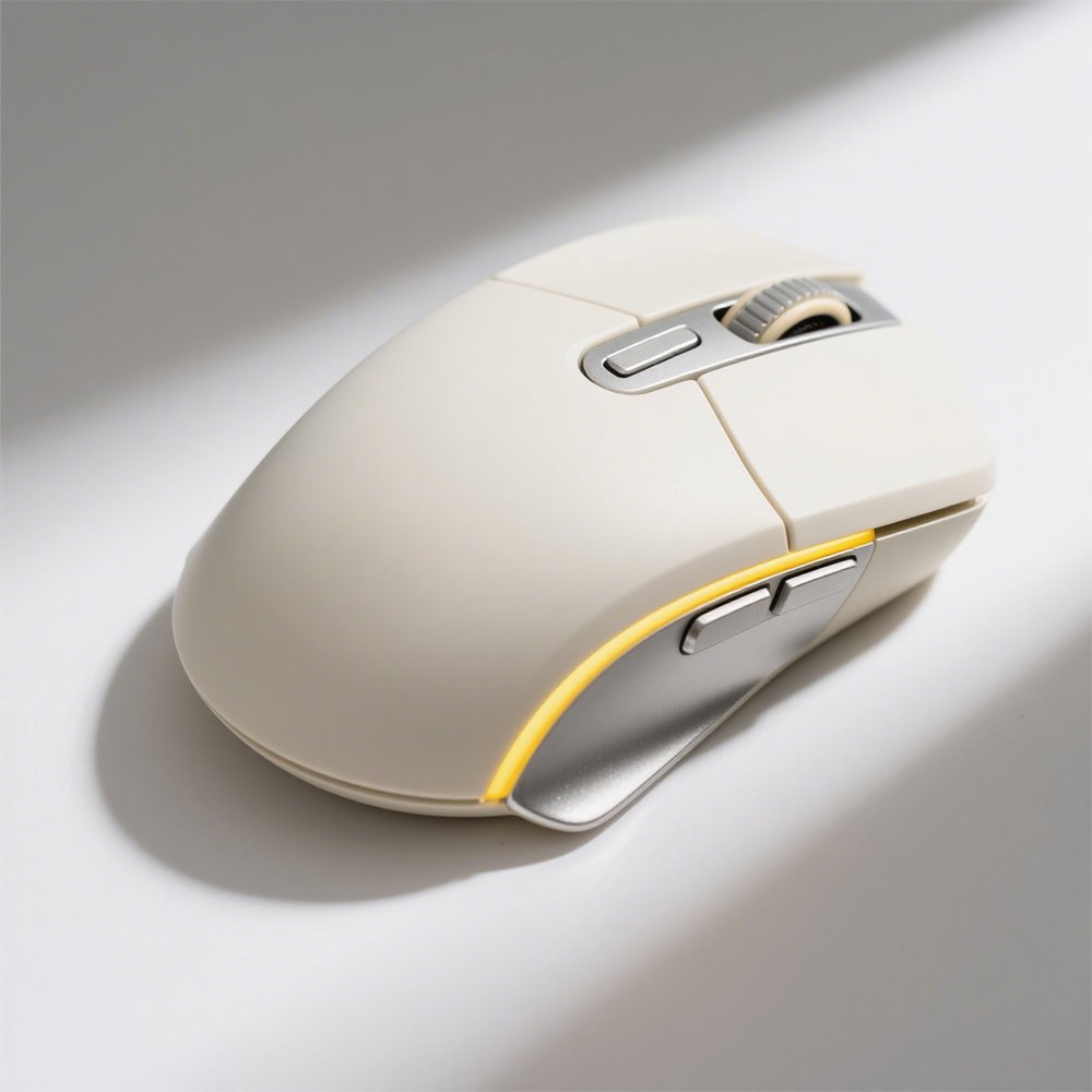 Detailní pohled na kovovou myš s precizním senzorem