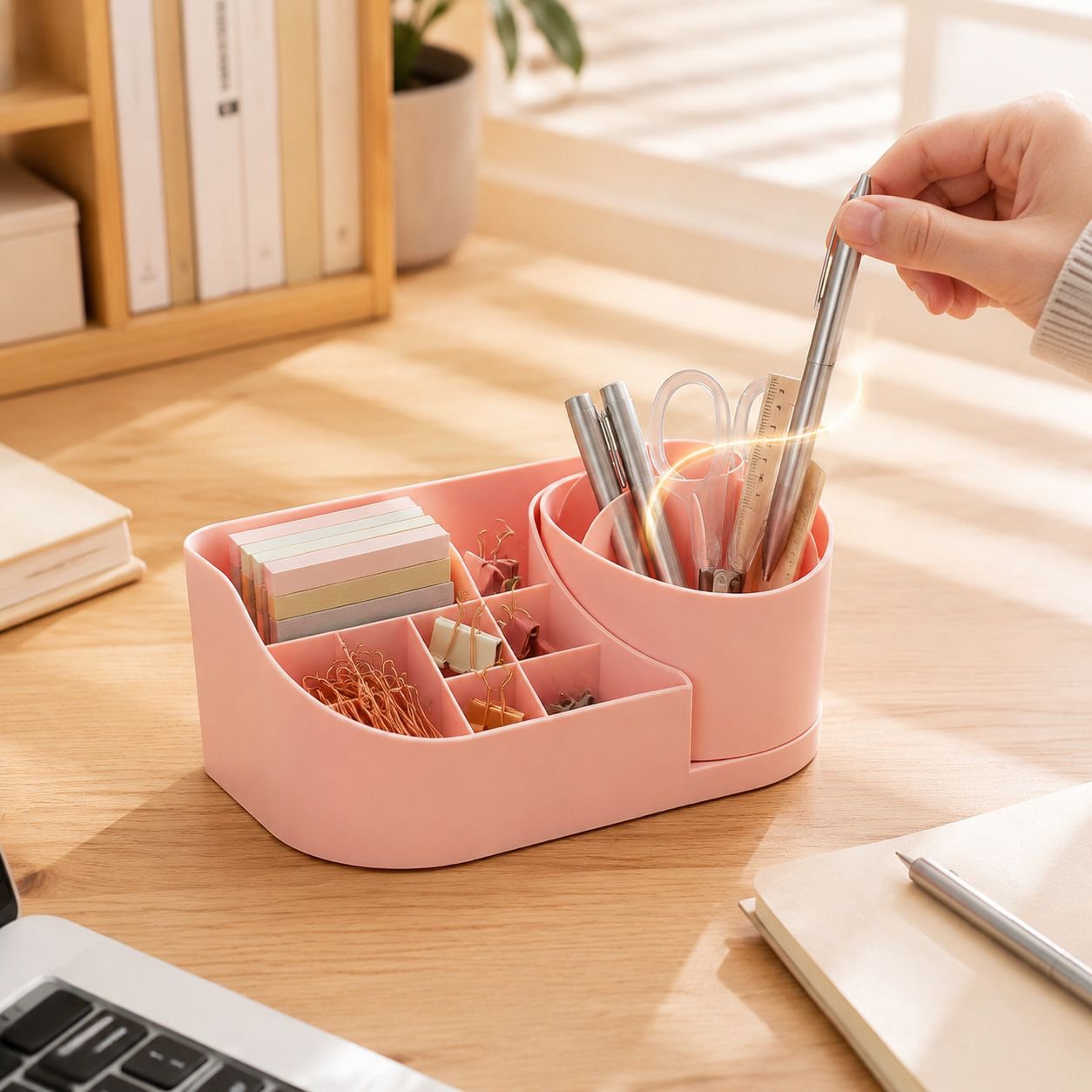 Rotating storage box with multiple compartments