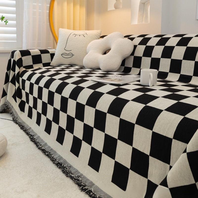 Black and White Checkered Sofa Cushion