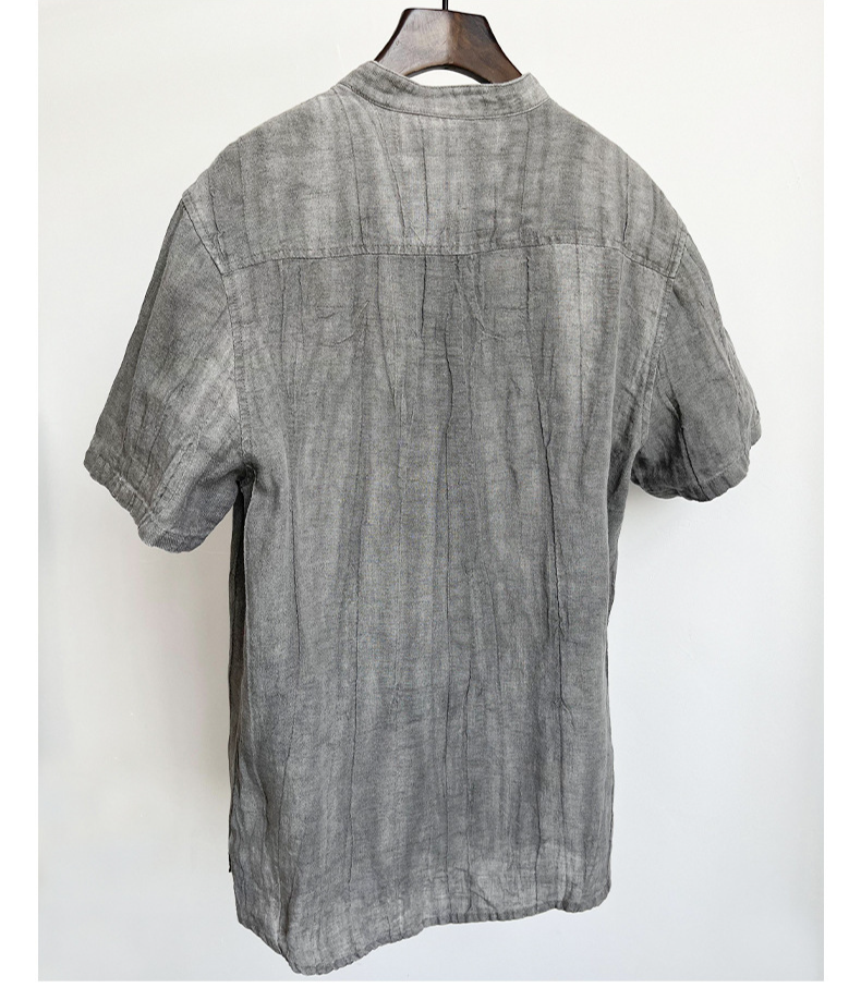 高端亞麻男士短袖T恤 夏季寬鬆薄款休閒上衣