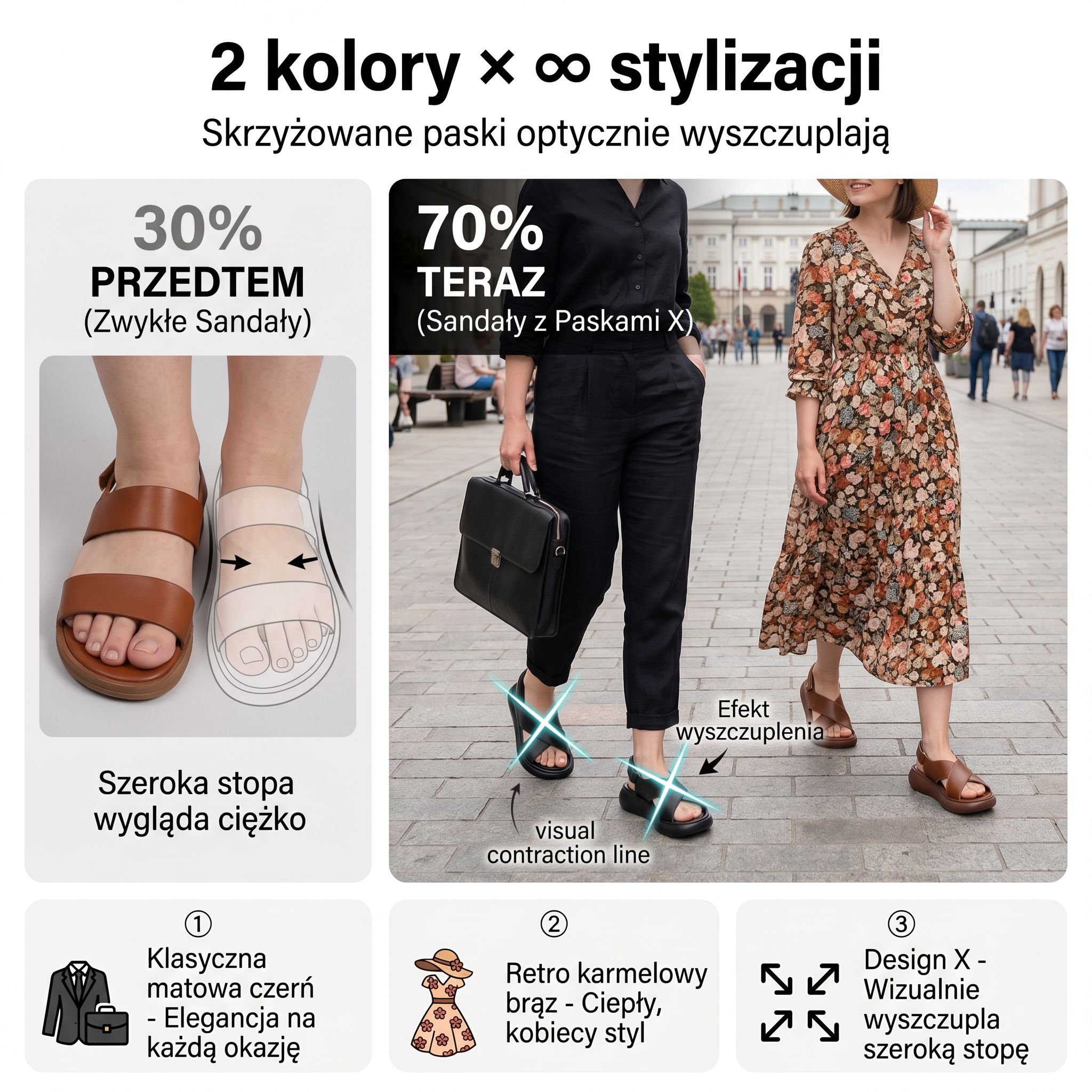 Damskie sandały na wysokim koturnie z grubą podeszwą, lato 2024, otwarte palce, wszechstronne