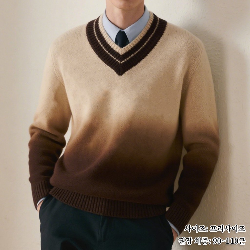 세련된 컬러감의 그러데이션 니트 디테일