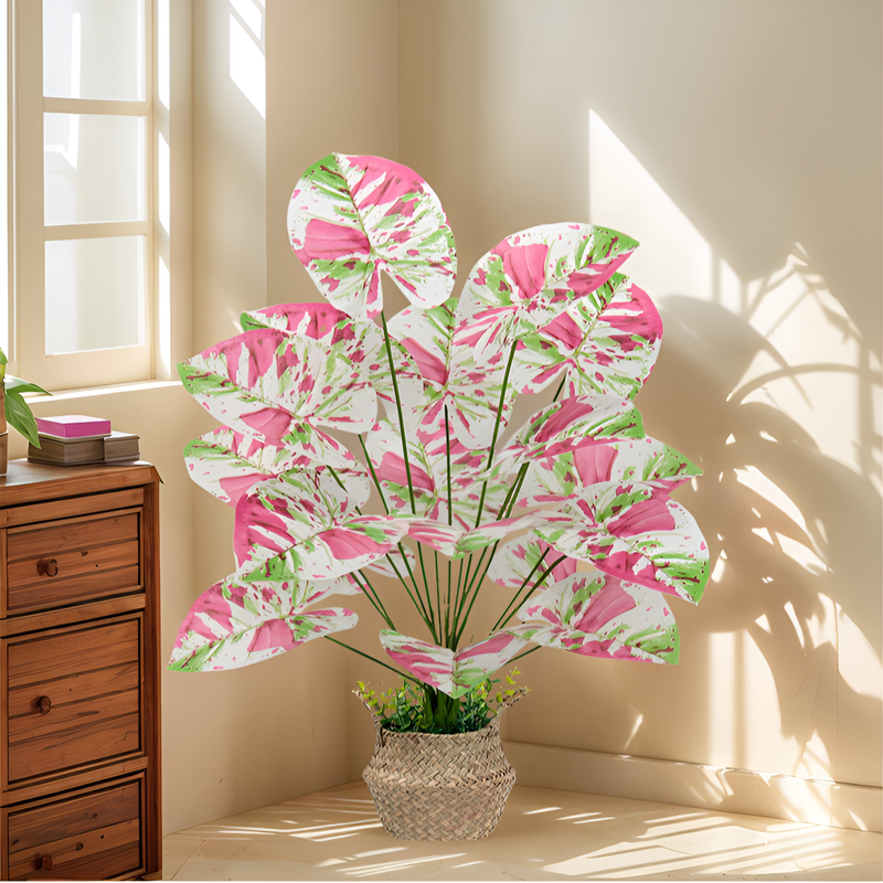 Faux Taroleaf Decorative Plant for Home and Garden Decor
