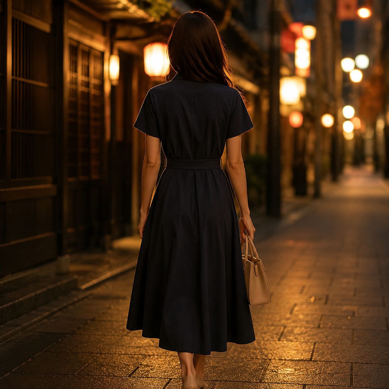 春夏にぴったりなシンプルデザイン半袖ワンピース