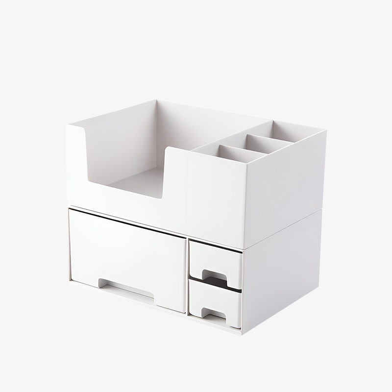 オフィスデスク上で使用される収納ボックス例