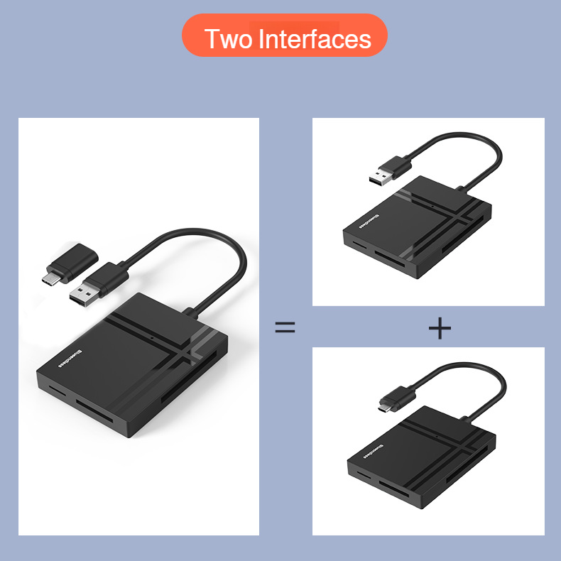 Lector de tarjetas multifunción USB 3.0 Type-C para móvil y PC, CF/SD/TF/MS/M2