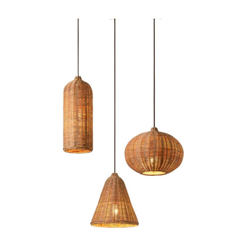 Japanese-Style Woven Rattan Pendant Lamp