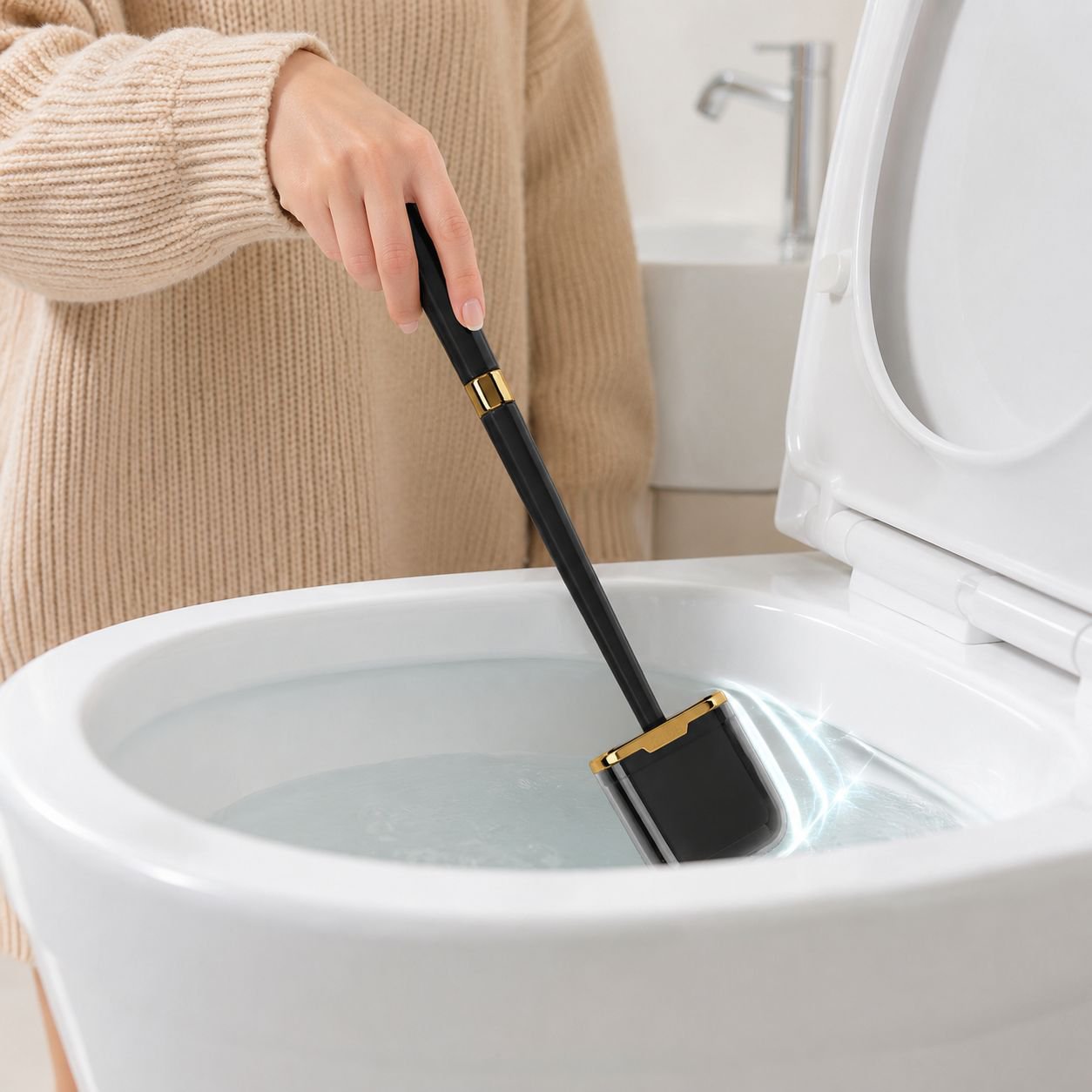 Cepillo de inodoro de silicona, montado en la pared, cepillo de limpieza de baño de mango largo