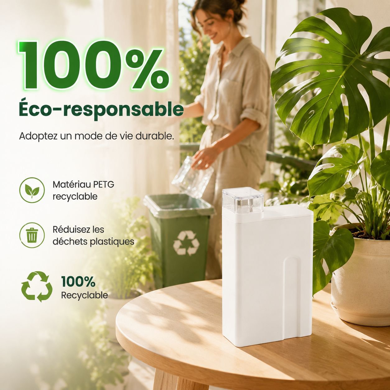 Flacon de lessive pour salle de bain, grande capacité, plastique transparent