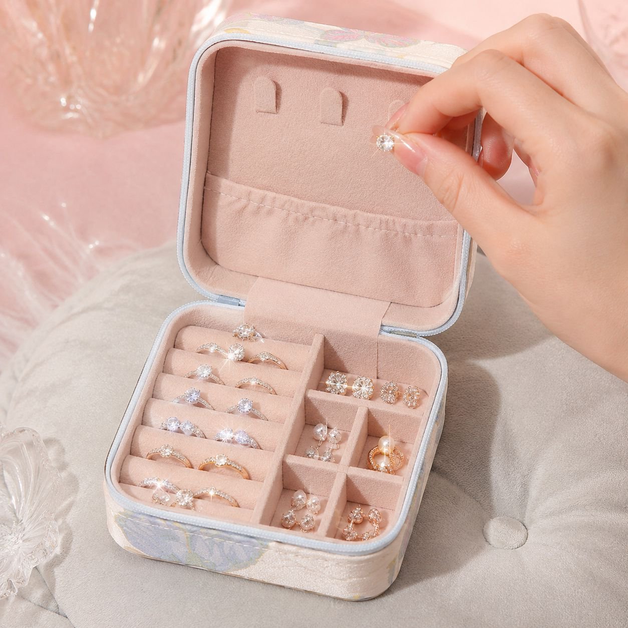 여러 악세서리를 깔끔하게 정리한 주얼리함