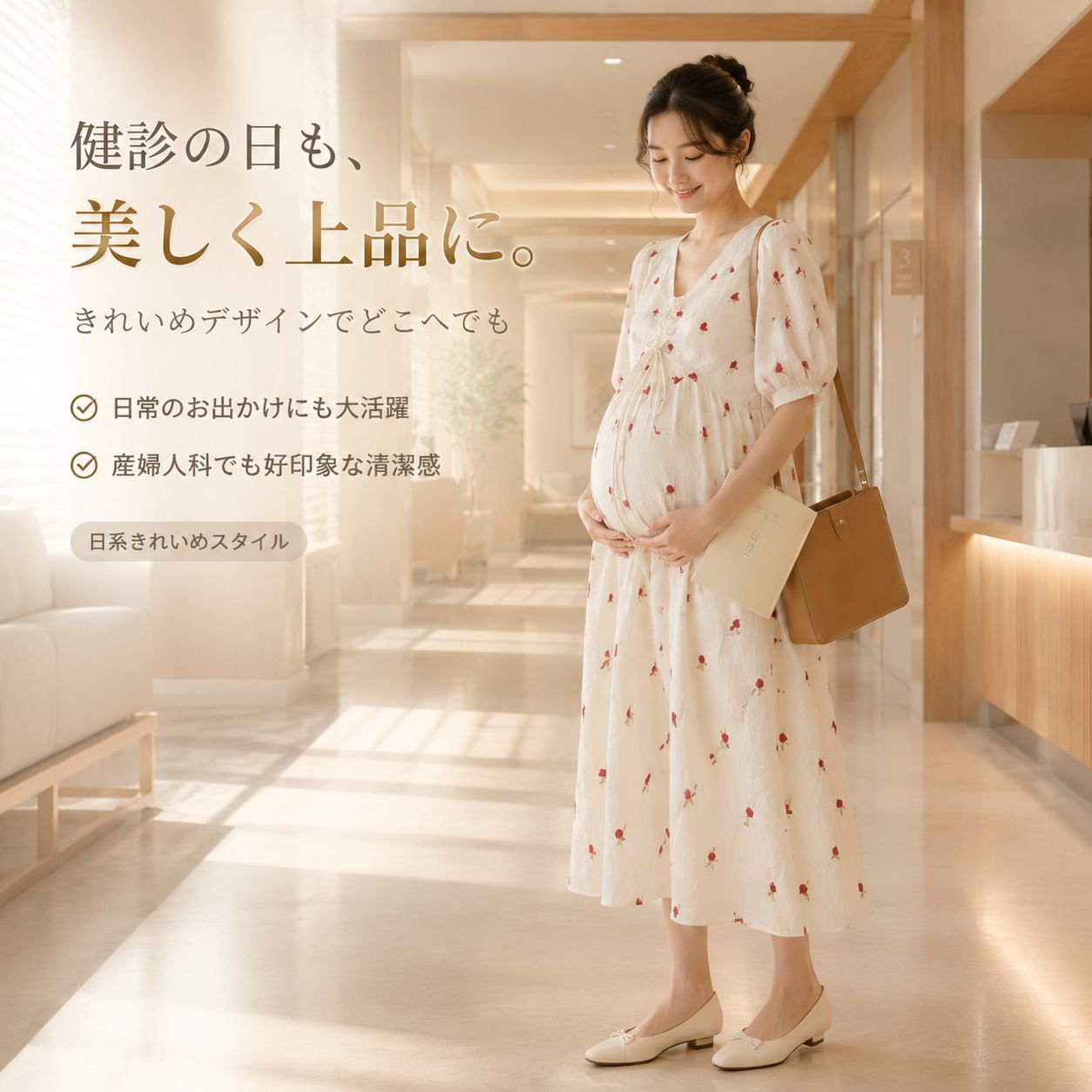 夏のファッション薄手半袖マタニティワンピース