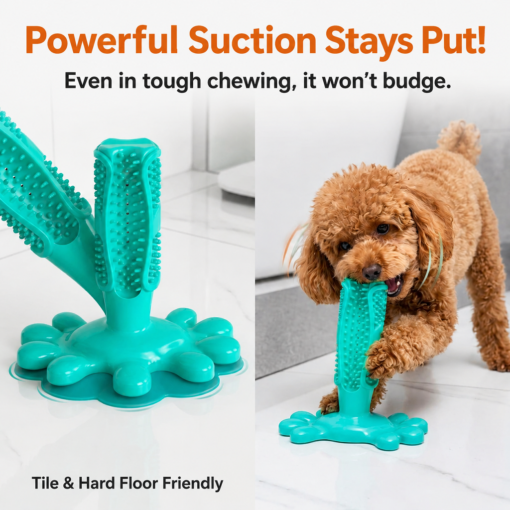 Interactive suction cup dog toy for playful pups.