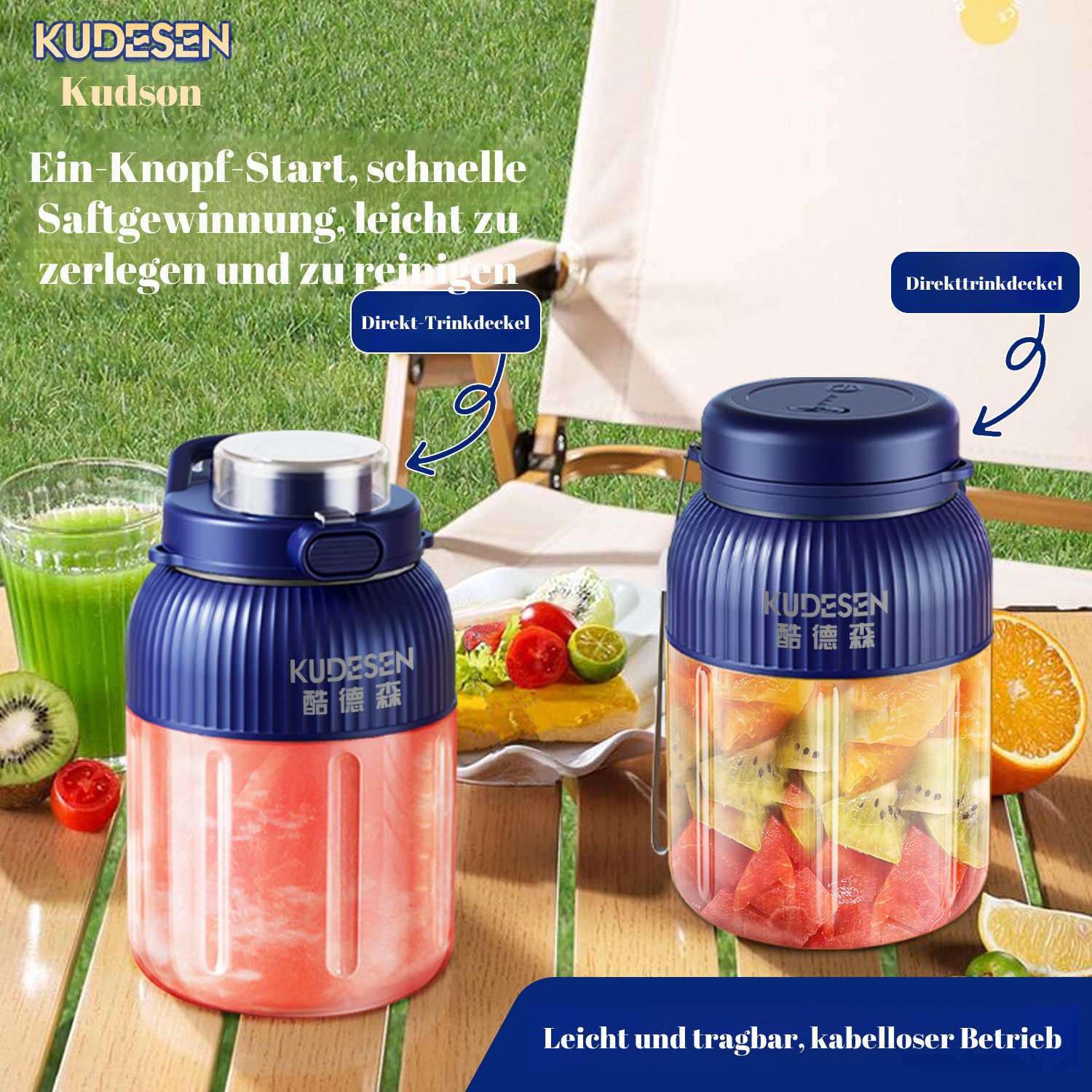 Tragbarer, wiederaufladbarer, kleiner Multifunktions-Fruchtentsafter mit kabellosem elektrischem Ent