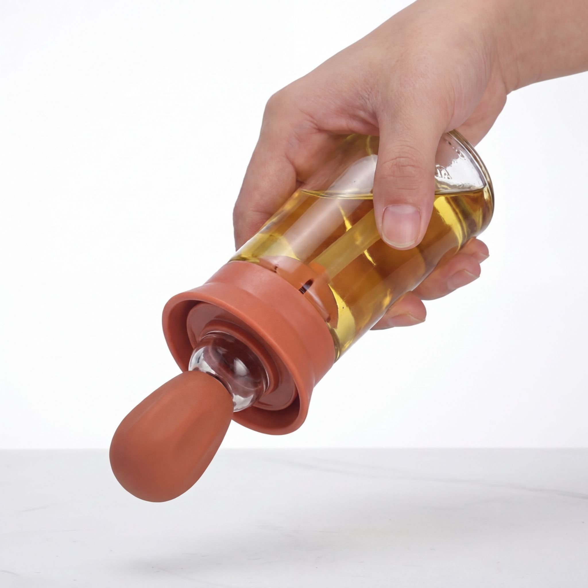 家庭用キッチン用ガラス製オイルディスペンサー（シリコンブラシ付き）