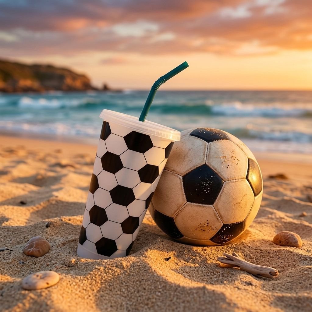 Durable BPA-free plastic cup with soccer design