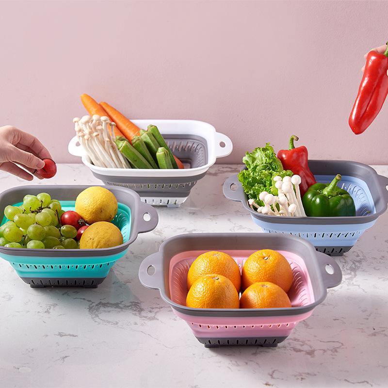 Multifunctional Foldable Kitchen Drain Basket Silicone Fruit and Vegetable Strainer