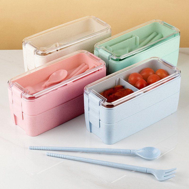 Portable Two-Layer Fruit Preservation Lunch Box