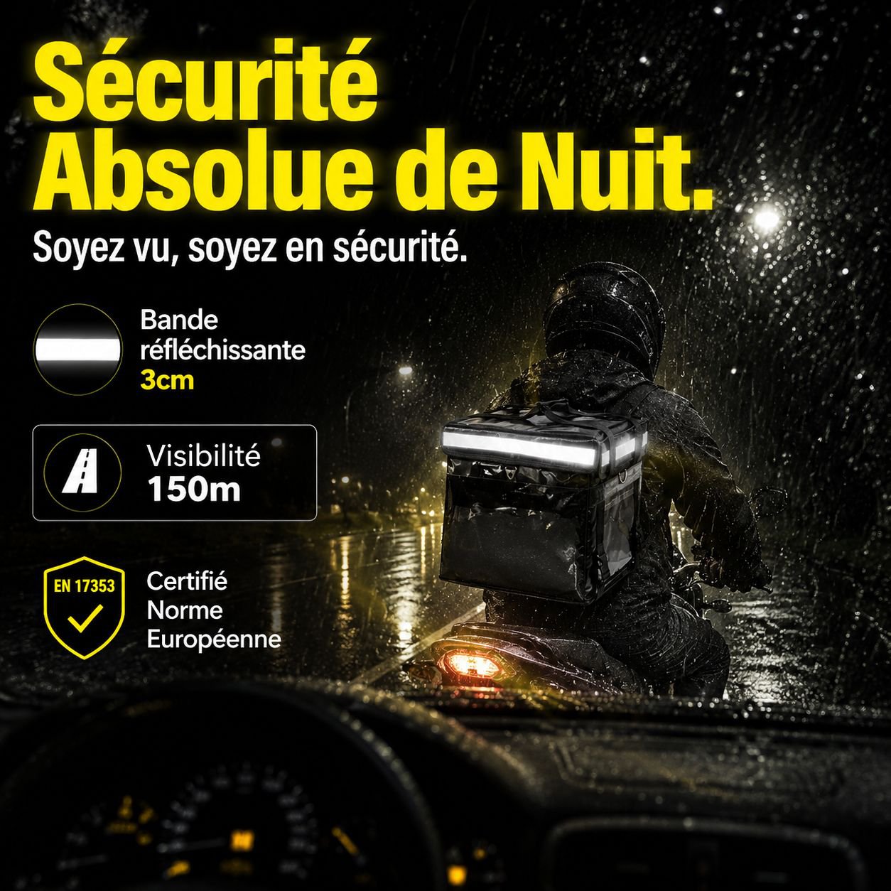 Sac de livraison moto 32L isotherme, grande capacité