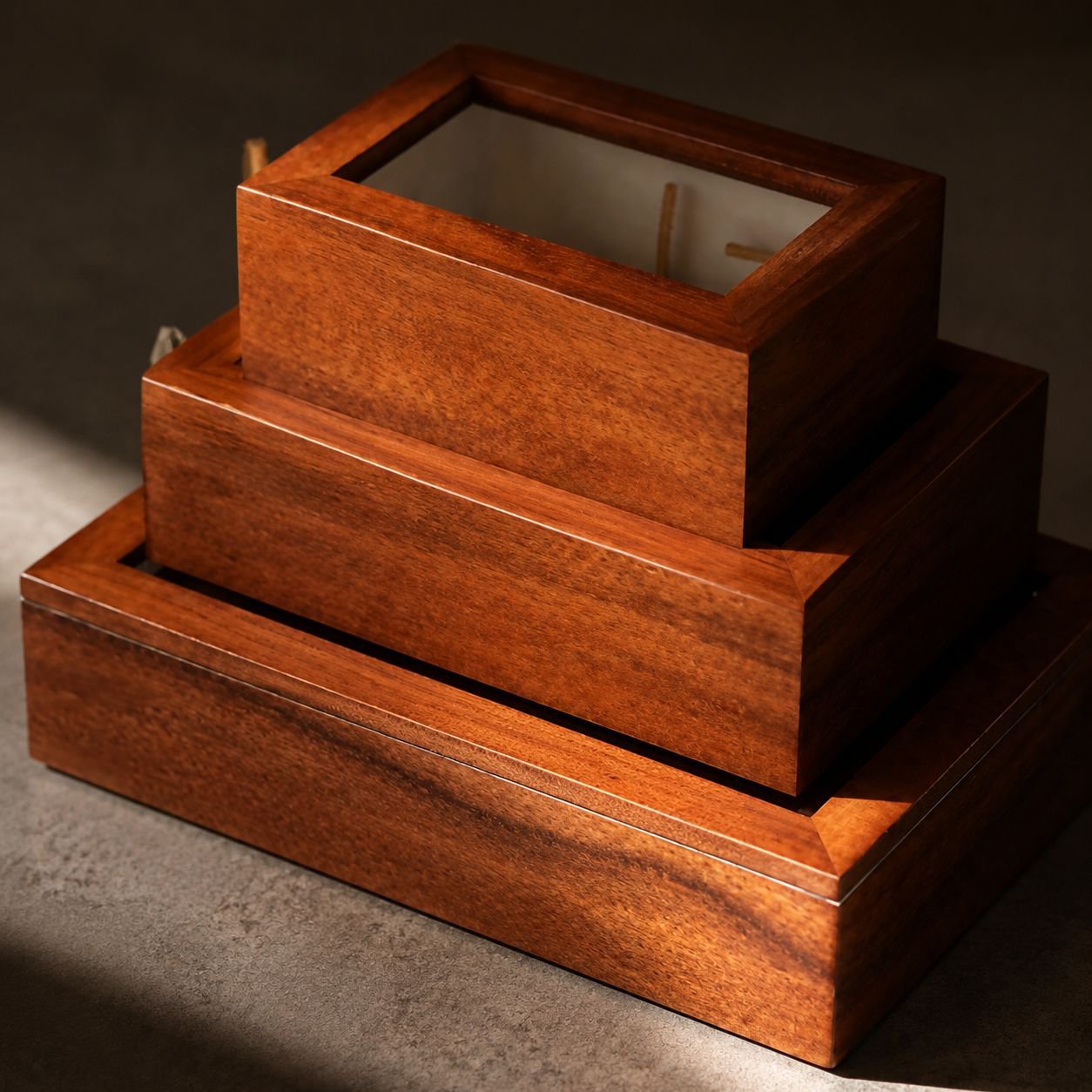 Elegant wood organizer with lipstick compartments