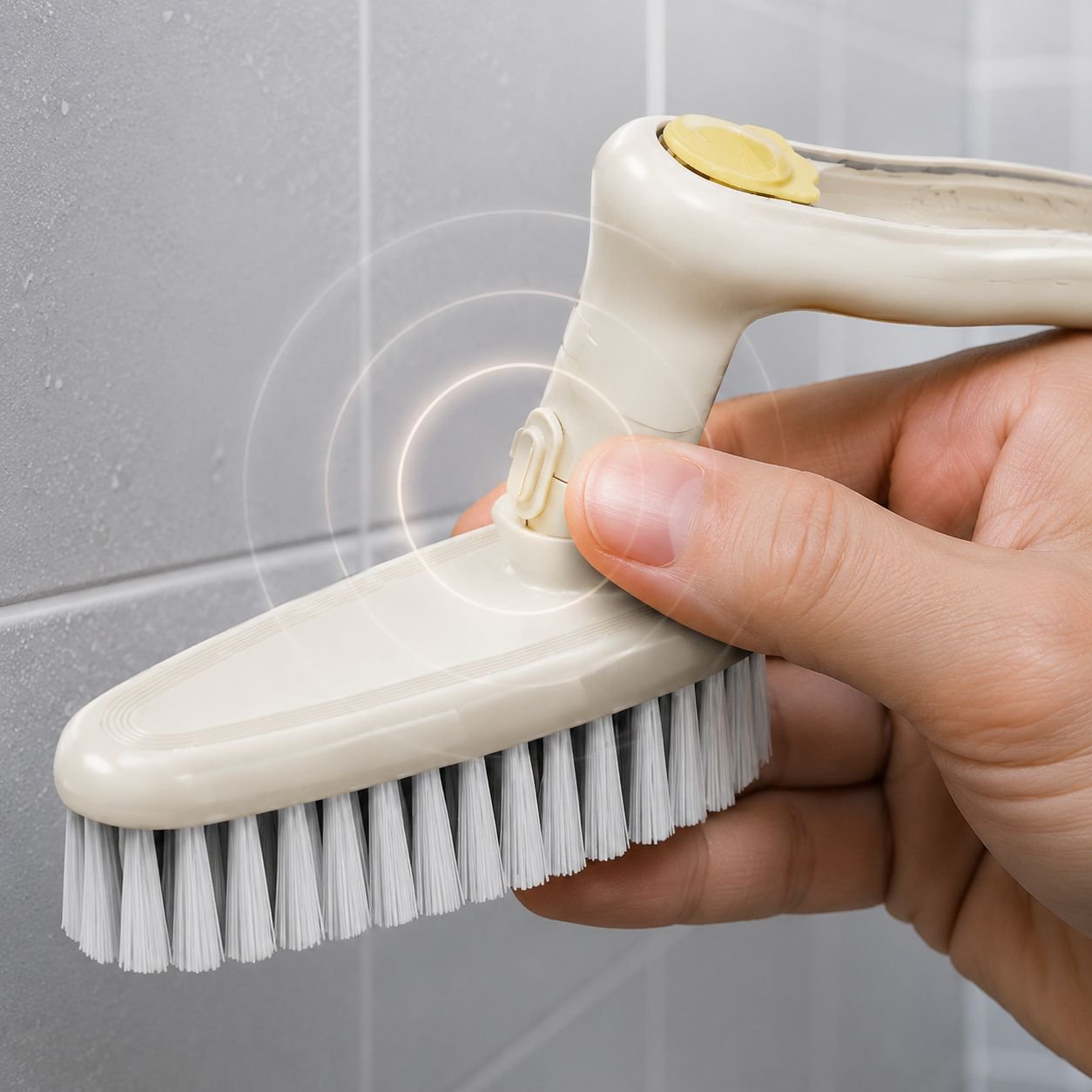 2-in-1 brush removing tough stains from fabric