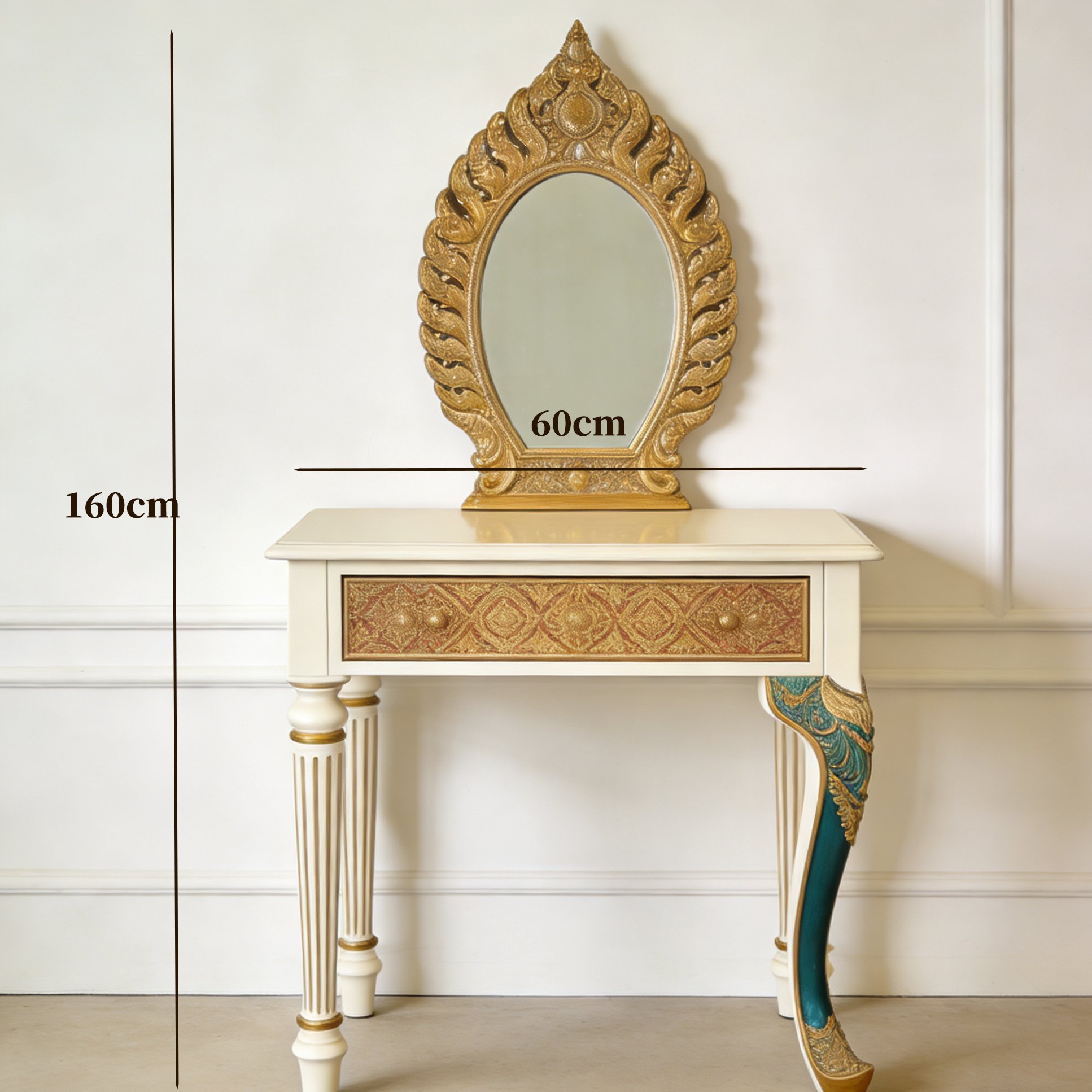 รายละเอียดลายฉลุบนโต๊ะเครื่องแป้ง