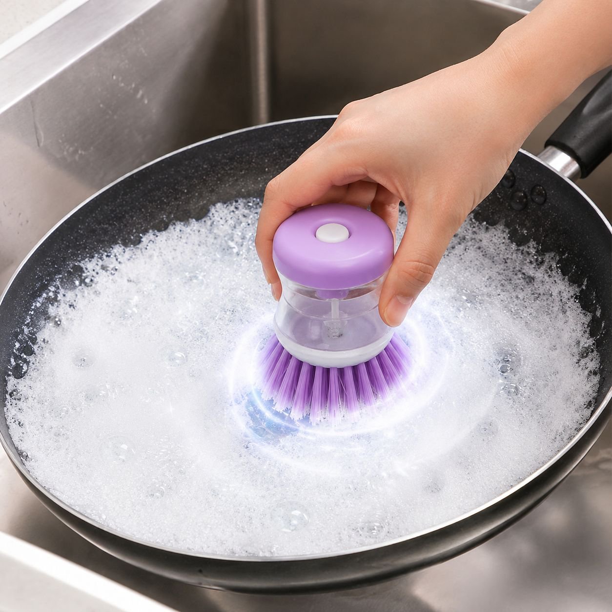User-friendly grip on smart cleaning brush