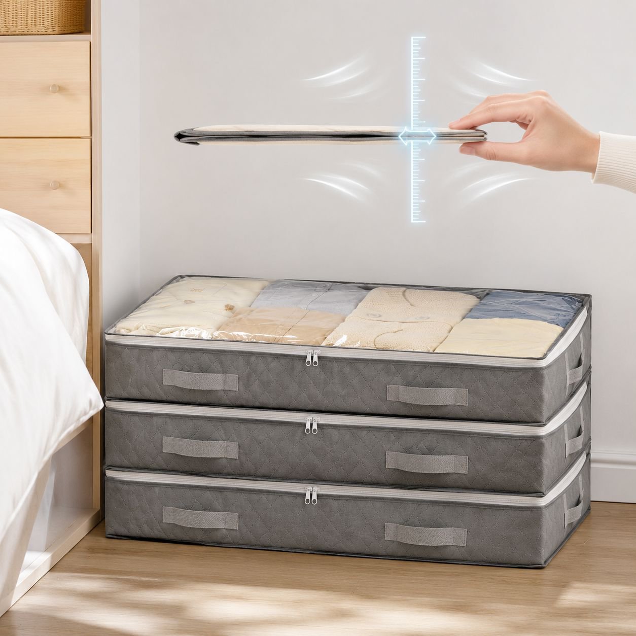 Foldable Non-woven Fabric Under-bed Storage Box for Clothes and Quilts