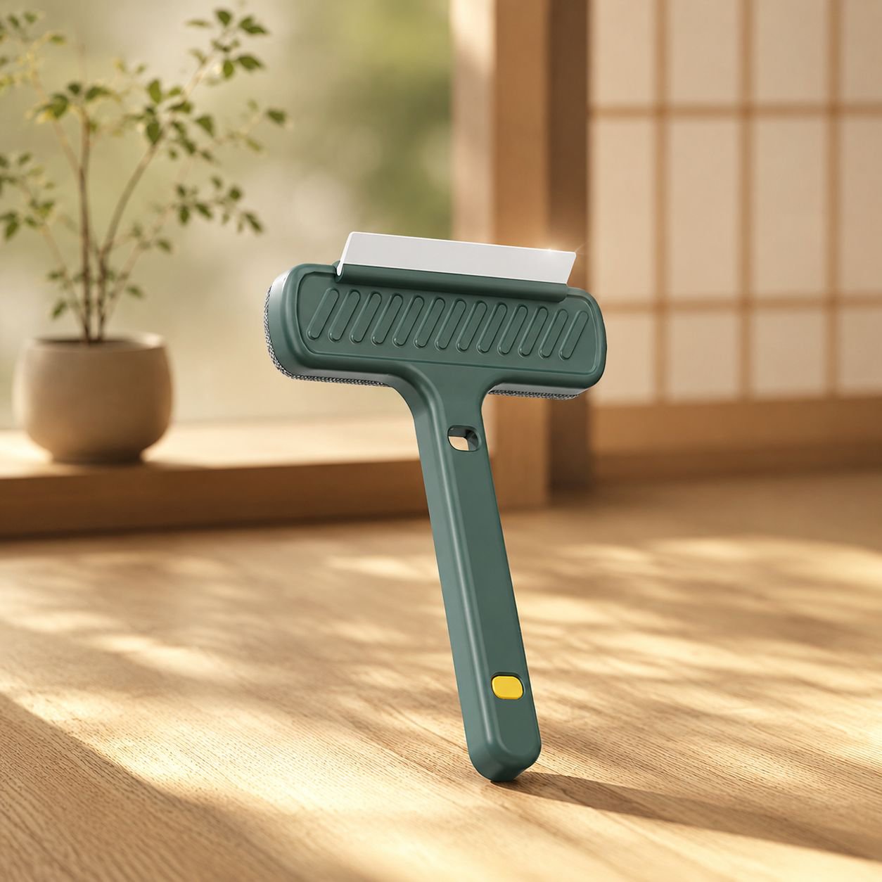 網戸掃除ブラシで網戸を掃除する様子