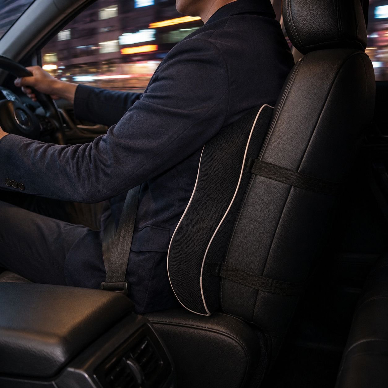 メモリーフォーム製ランバーサポート、低反発ランバーピロー、車やオフィス用の大型背もたれクッション。パッケージと梱包もご用意しております。
