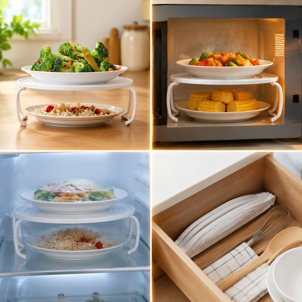 Stylish round shelf for kitchen microwave and essentials