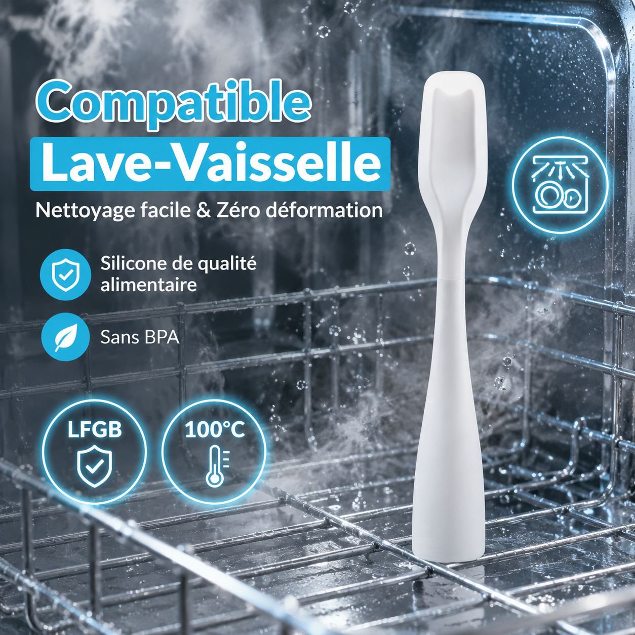 Spatule à beurre en silicone, mini cuillère à yaourt