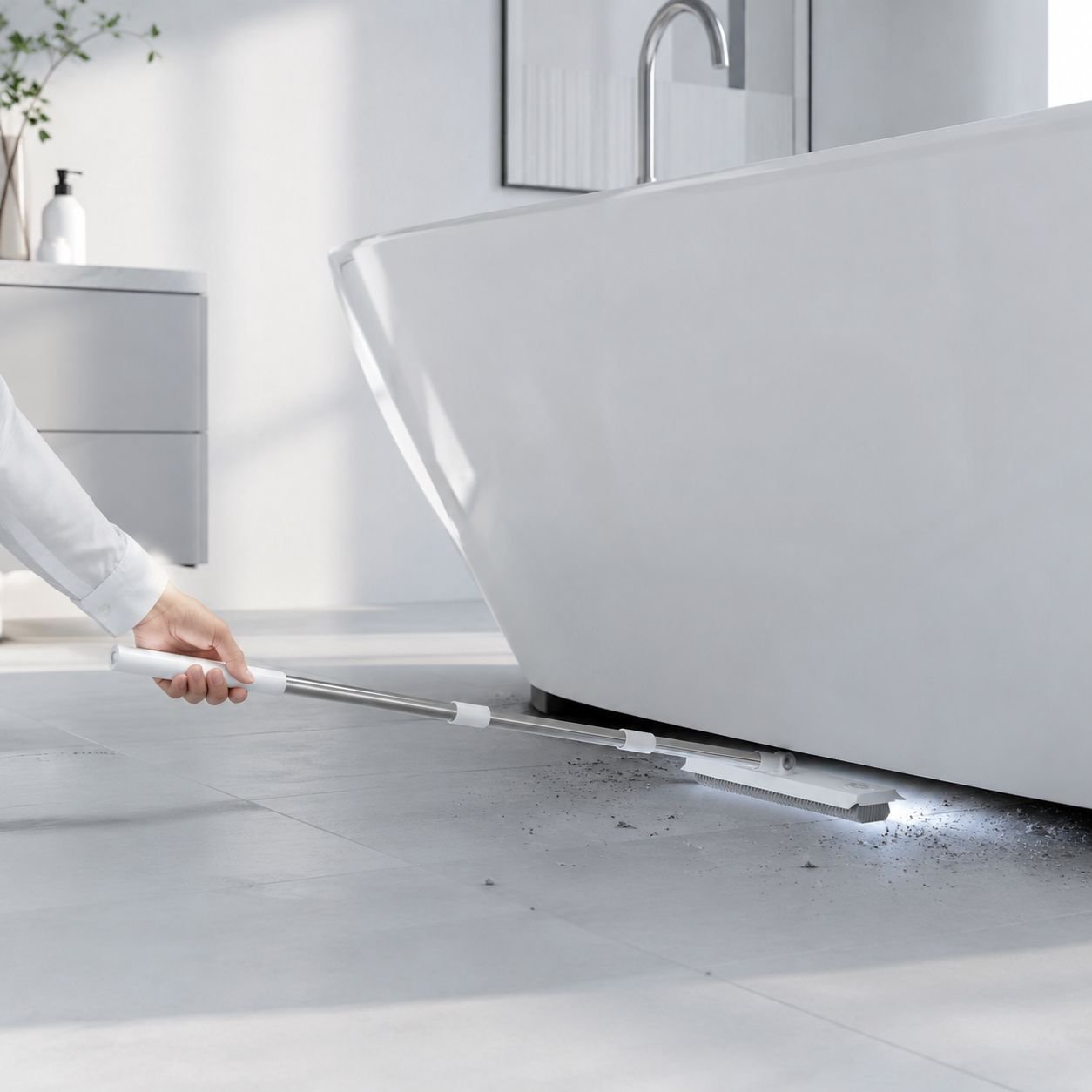 360° drehbarer Kopf für flexible Reinigung aller Bodenflächen