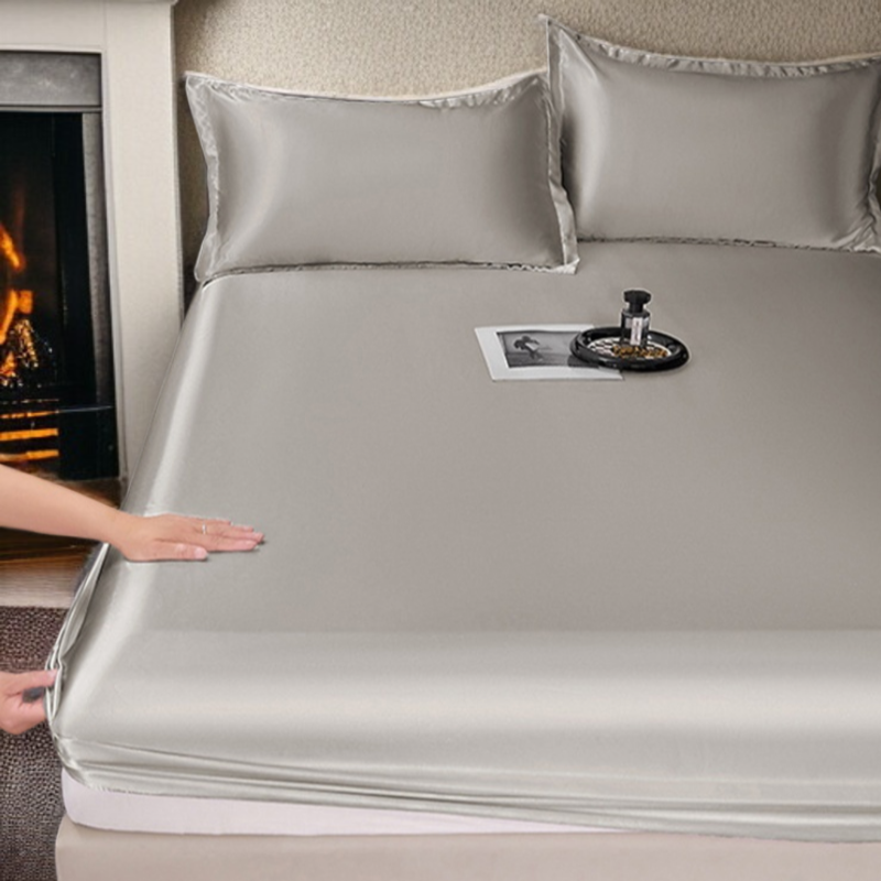 マットレスプロテクター マルチカラー対応無地アイスシルクベッドカバー 滑り止めシルキーマットレスプロテクター 涼感ダストカバー