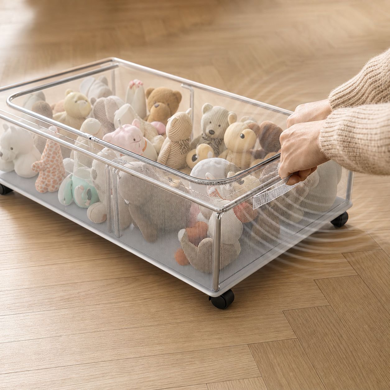 Robuste Unterbett-Box für saisonale Kleidung