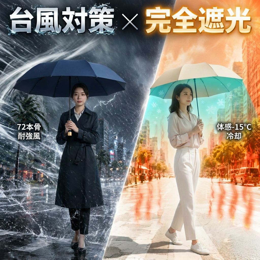 全自動72本骨折りたたみ大型晴雨兼用日傘