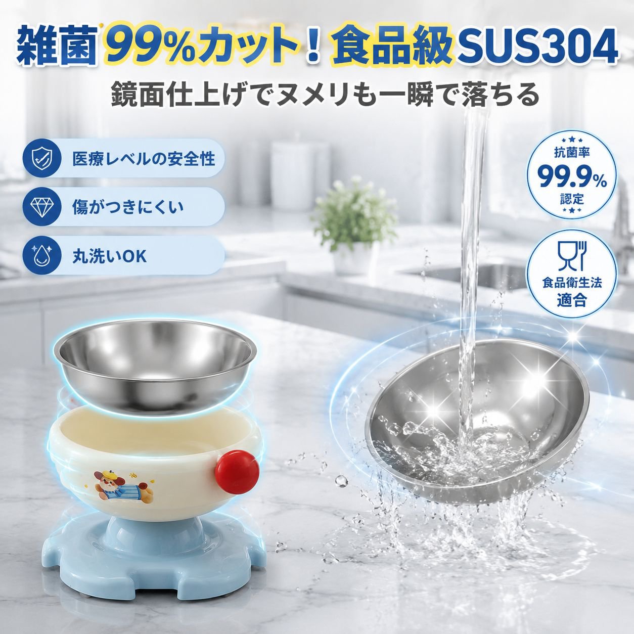 耐久性滑り止めペット用フードボウル