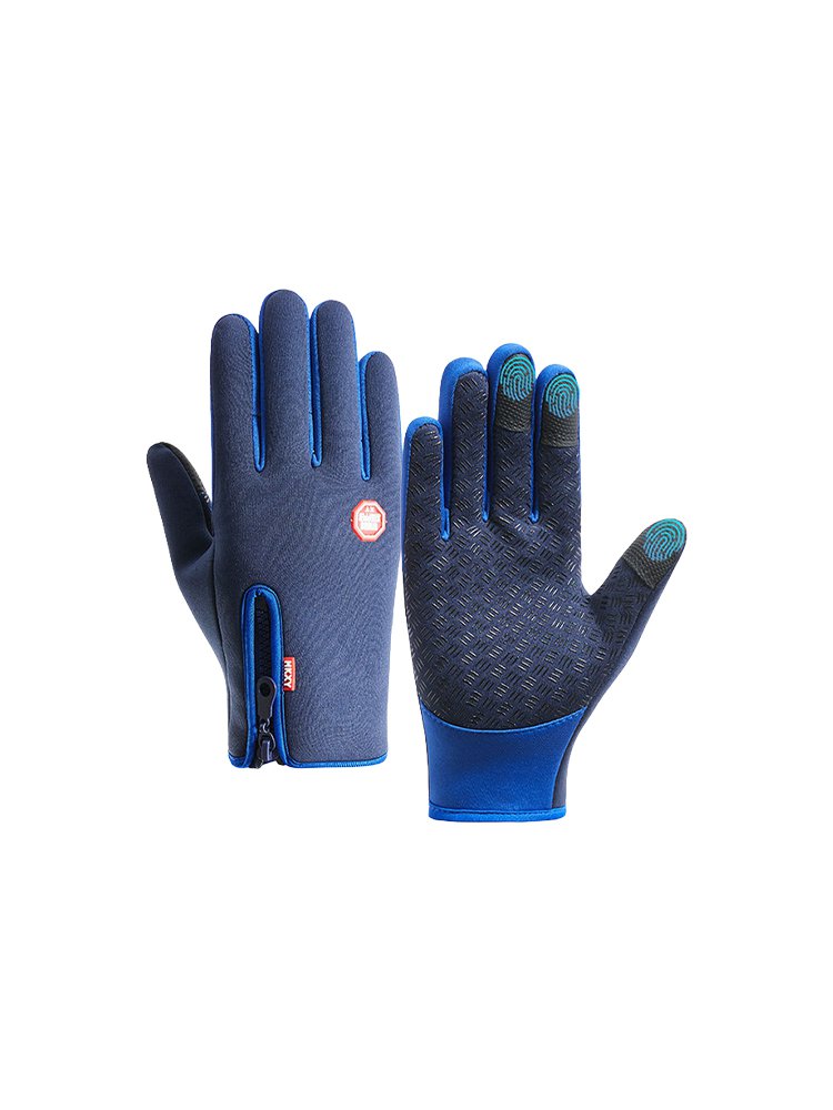 Guantes con forro, cremallera impermeable y a prueba de viento, con pantalla táctil.