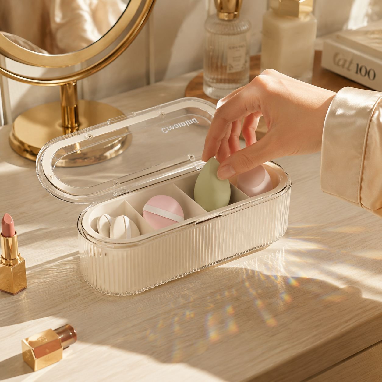 Transparente Make-up-Pinsel-Aufbewahrungsbox mit Deckel, staubdicht und hochwertig
