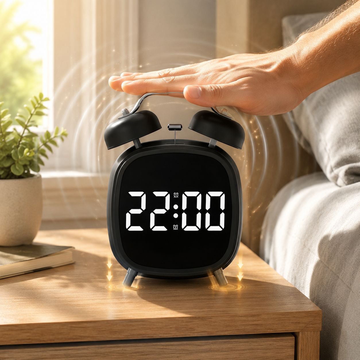Metal Loud Bell LED Multifunctional Alarm Clock for Heavy Sleepers