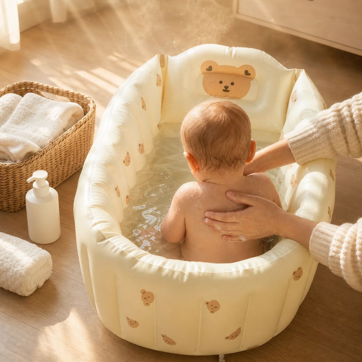 Faltbare Baby-Badewanne Tragbares aufblasbares Planschbecken für Kinder